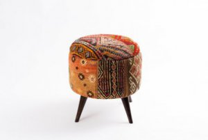 Ottoman Handmade Puff Beige With Mixed Colors