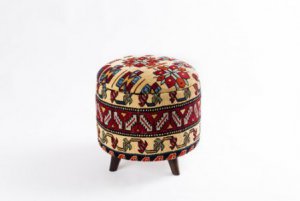 Ottoman Handmade Puff Red And White