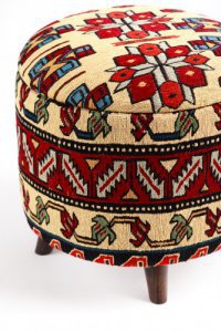 Ottoman Handmade Puff Red And White
