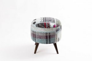 Ottoman Handmade Puff Black And Gray 1