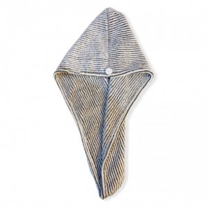 Striped Grey Microfiber Hair Towel