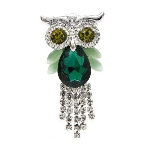Emerald Owl Brooch