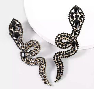 Large Black Snake Earrings