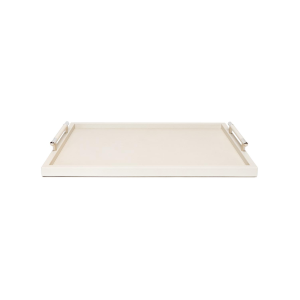Big Rectangular Cream Leather Tray