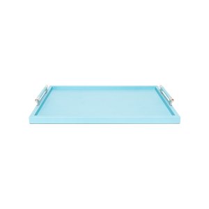 Big Rectangular Sky Blue Leather Tray