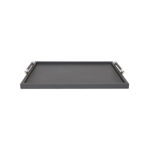 Big Rectangular Dark Grey Leather Tray