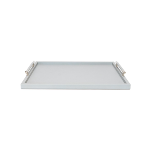 Big Rectangular Light Grey Leather Tray