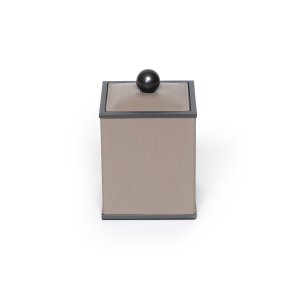 Bathroom Accessories Leather Square Big Box in Burnished Brass Taupe