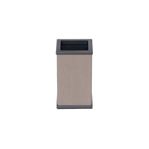 Bathroom Accessories Leather Square Toothbrush Holder in Burnished Brass Taupe