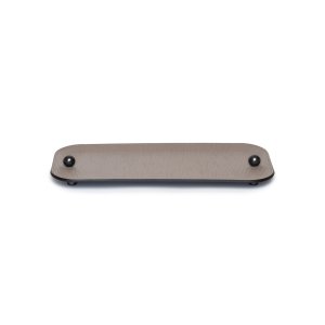 Bathroom Accessories Leather Medium Tray in Burnished Brass Taupe