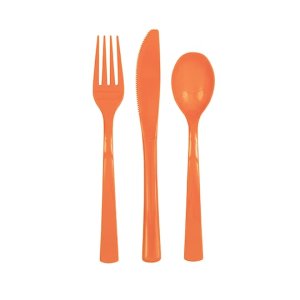 Pumpkin Orange Heavy Weight Assorted Cutlery 18Pcs