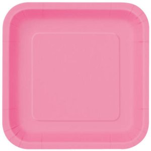 Hot Pink Big square paper plate (14pc)