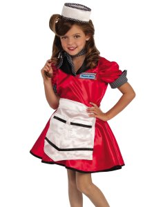 Diner Girl Kids Costume Size S