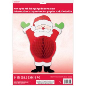 Christmas Party Collection Hohoho Santa Hanging Honeycomb Santa Claus Christmas Decoration 1pc