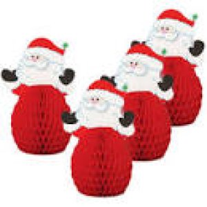 Christmas Party Collection Mini Santa Holiday Honeycomb Decorations  4-Count