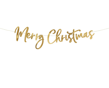 Christmas Party Collection Banner Merry Christmas, Gold 1pc