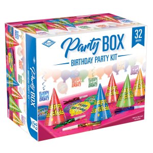 Party Box Birthday Party Kit 32 Pieces.NOTE!: (Confetti & Tablecover Not Included)