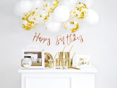 Happy Birthday Set Gold Decorations 60 pieces