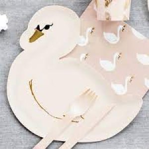 Lovely Swan Party Collection Paper Plates 6Pc