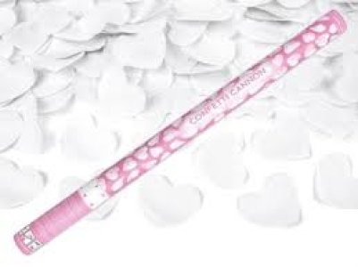 Confetti Cannon With Rose Petals, White, 40Cm 