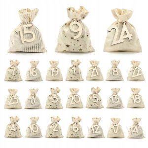 Wooden Party Collection Advent Calendar Bags,Wonderful 24 day 24pc
