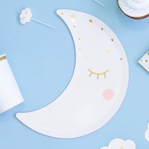 Little Star Party Collection Plates Little Star - Moon, White 6pc