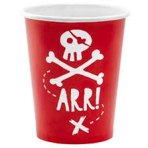 Pirates Party Collection Cups Halloween  Red 6pc