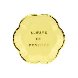 Yummy Party Collection Plates -Always Be Positive, Light Yellow 6pc