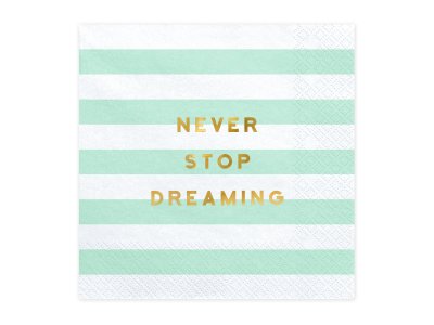 Yummy Party Collection Napkins - Never Stop Dreaming, Mint 20pc