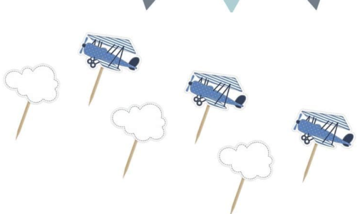 Little Plane Collection Cupcake Toppers Mini Flags, Mix, 6pc