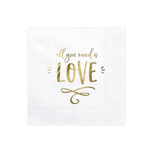 Napkins - All You Need Is Love, White, 20pc