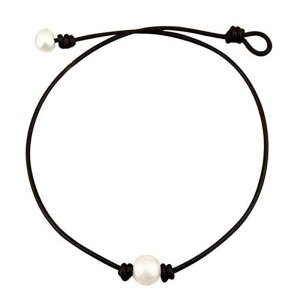 Black Cord Single White Pearl Choker