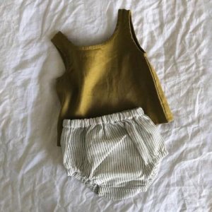 Olive Light Weight Sleeveless Baby Linen Set