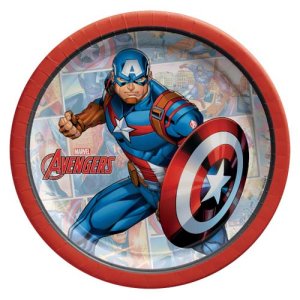 Captain America Party Collection Round Plates Small 8pc