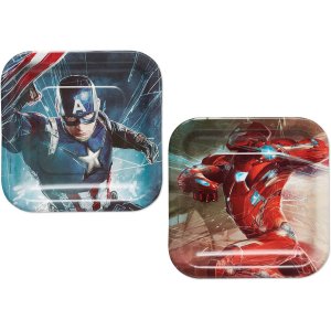 Captain America Party Collection civil war Square Plates Small 8pc