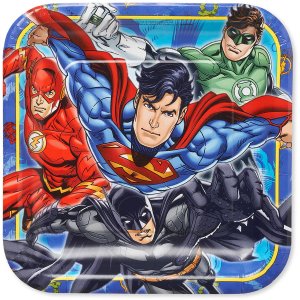 Justice League Party Collection Square Paper Plates Big 8Pc