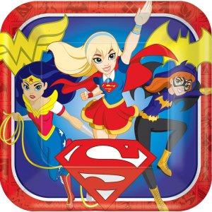 Dc Super hero Girls Party Collection Square Plates Small 8pc