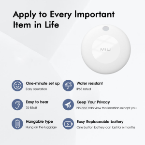 MiLi MiTag Plus Bluetoth Item Finder With Luggage Tag  Works with apple Find My - Black