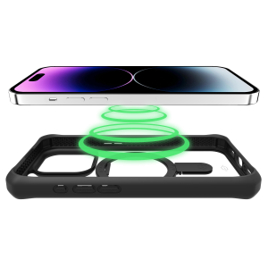 Itskins Hybrid Stand Case Compatible With Magsafe For Iphone 15 Pro Max - Black And Transparent