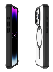 Itskins Hybrid Stand Case Compatible With Magsafe For Iphone 15 Pro - Black And Transparent