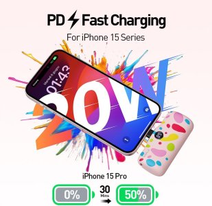 Iwalk Linkme Pro Fast Charge 4800 Mah Pocket Battery Type-C With Battery Display - Pink Pattern