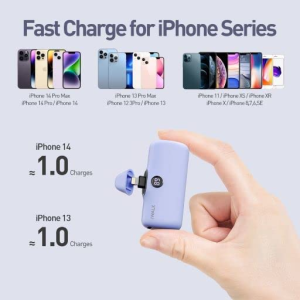 Iwalk Linkme Pro Fast Charge 4800 Mah Pocket Battery With Battery Display For iPhone  - Purple