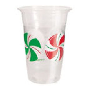 Christmas Party Collection  8 Peppermint Xmas Plastic Cup 16Oz