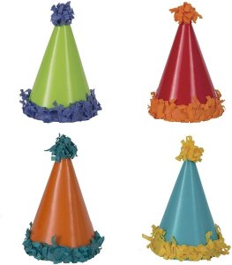 8 Pom Pom Mini Party Hat