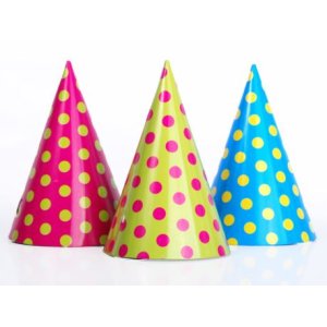 Happy New Year Party Collection Party Hats Dots, Mix, 6Pc.