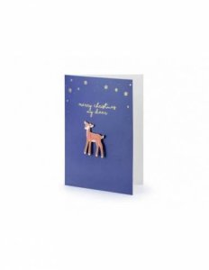 Christmas Party Collection Card With Enamel Pin Deer, 1pc