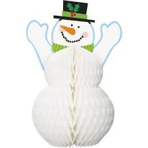 Christmas Party Collection Happy Holidays Snowman Honeycomb Centerpiece (12