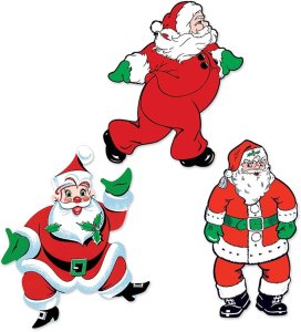 Christmas Party Collection Vintage Christmas Santa Cutouts 3pc