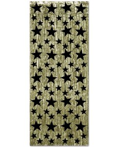 Gold with Black Stars Foil Metallic Curtain 8FT