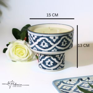 stone Blue Small Pedestal Candle